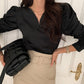 French Style Slim Chic V-neck Shirt Loose Puff Sleeve