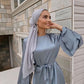 Solid Color Double-layer Flared Sleeve Robe Dress