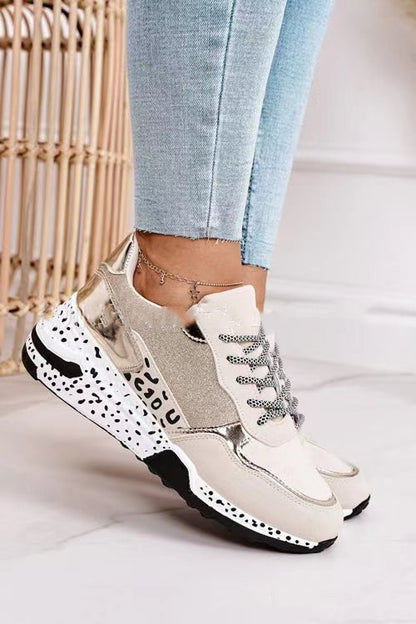 Lace-Up Sneakers Leopard Print Vulcanize Shoes