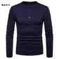 Velvet Warm Henley Collar Long-Sleeved T-Shirt