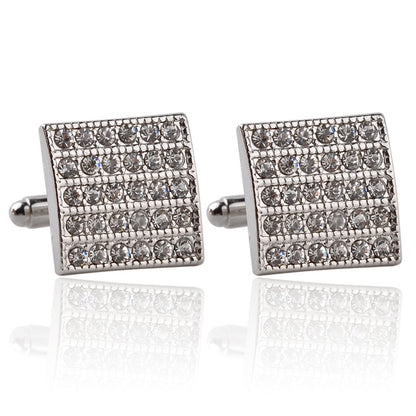 French Fashion Square  Diamond Cufflink