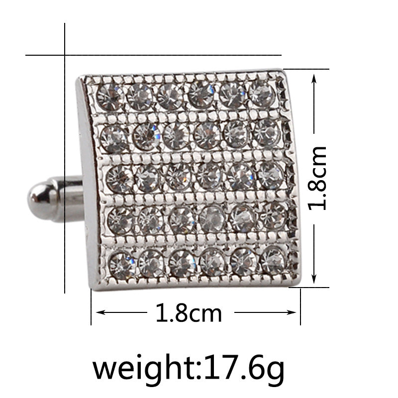 French Fashion Square  Diamond Cufflink