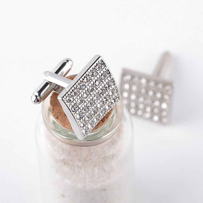 French Fashion Square  Diamond Cufflink