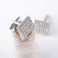 French Fashion Square  Diamond Cufflink