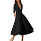 Sexy Deep V Mid-Sleeve Mid-Length Dress