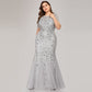 Women's Plus Size Sequined Mesh Mermaid Dress