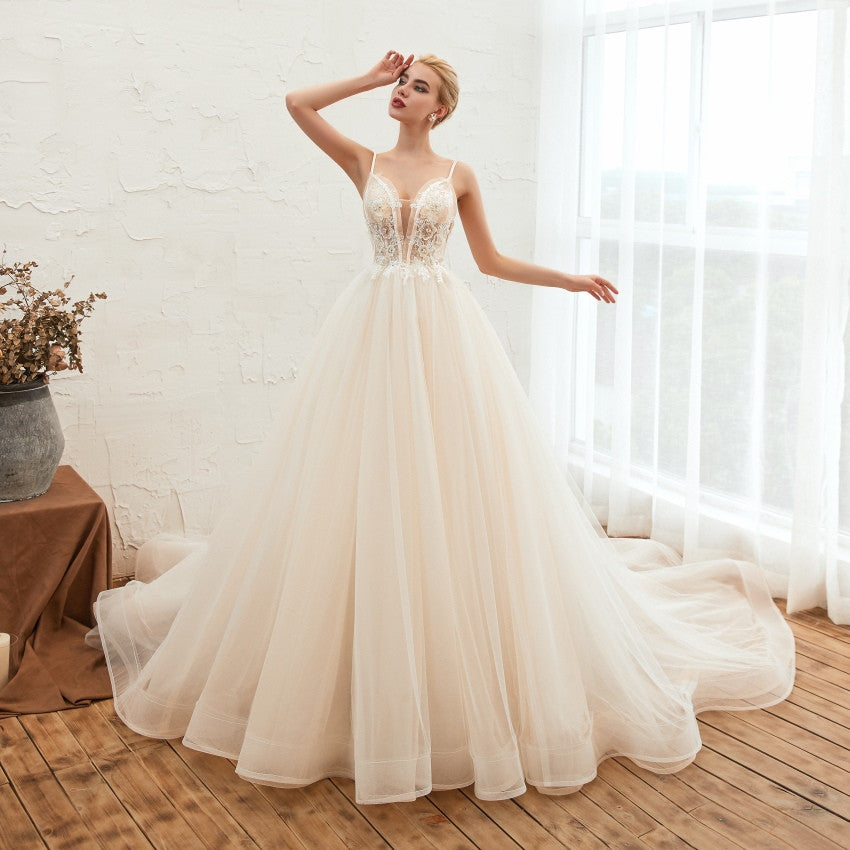 Starry Sky Luxury Thin Backless Dream Wedding Dress