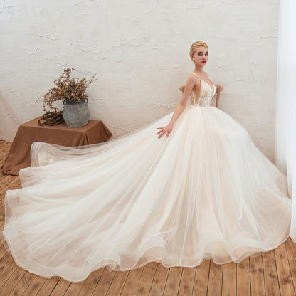 Starry Sky Luxury Thin Backless Dream Wedding Dress