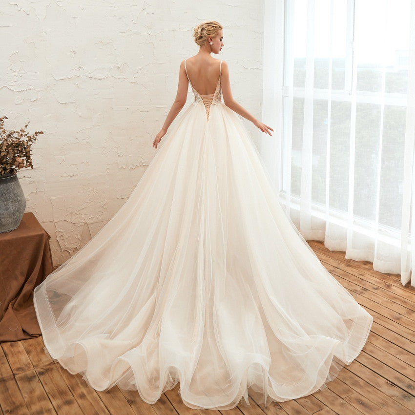 Starry Sky Luxury Thin Backless Dream Wedding Dress