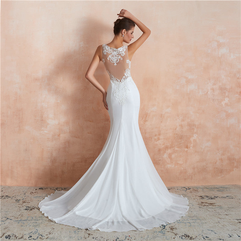 New Fashion Sexy Lower Back Catwalk Fishtail Wedding Dress