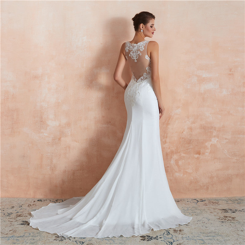 New Fashion Sexy Lower Back Catwalk Fishtail Wedding Dress