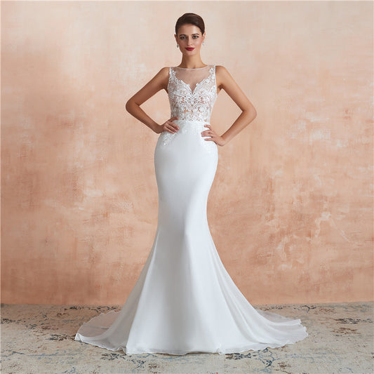 New Fashion Sexy Lower Back Catwalk Fishtail Wedding Dress