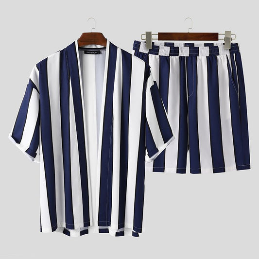 Summer Short Men's Striped Beach Suit