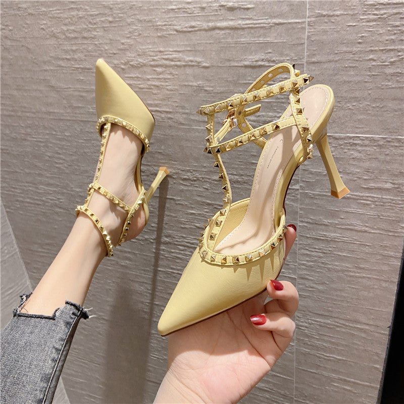 Pointed Rivet High Heels