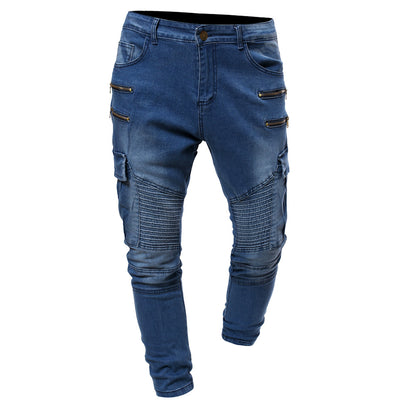 Pleated Casual Denim Trousers