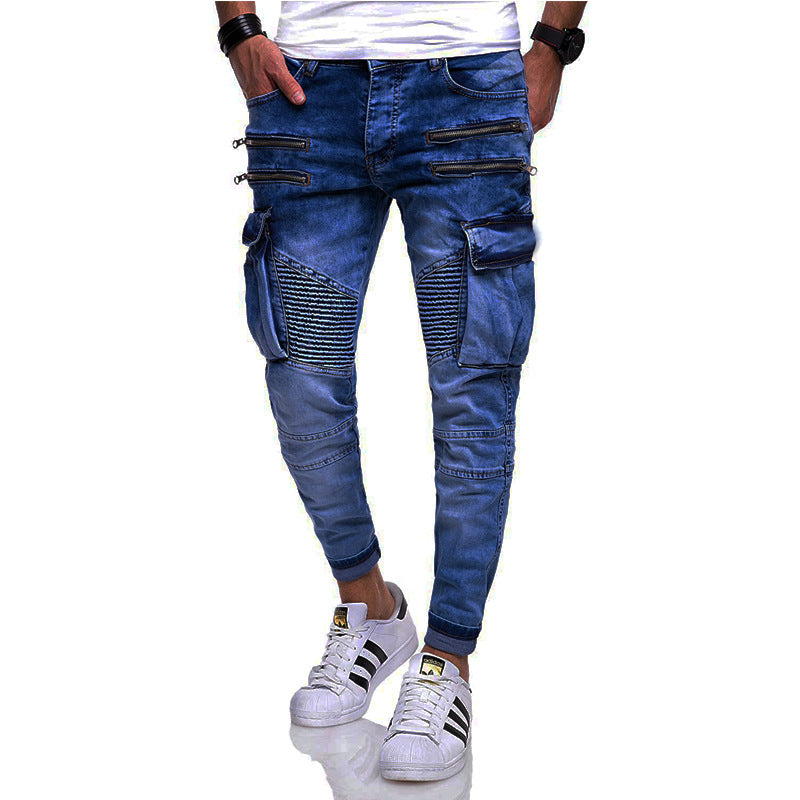 Pleated Casual Denim Trousers