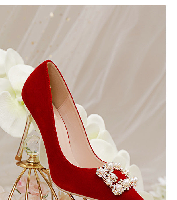 Pearl Rhinestone Stiletto Wedding Shoes