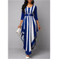 V-Neck Striped Print Dress Women Clothing