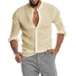 New Cardigan Stand Collar Long Sleeve Men's Shirt