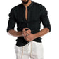 New Cardigan Stand Collar Long Sleeve Men's Shirt