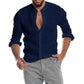 New Cardigan Stand Collar Long Sleeve Men's Shirt