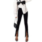 Slim High Waist Split Casual Straight Leg Pants