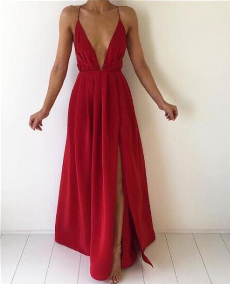 Sexy Maxi Jurk Backless Summer Party Slit