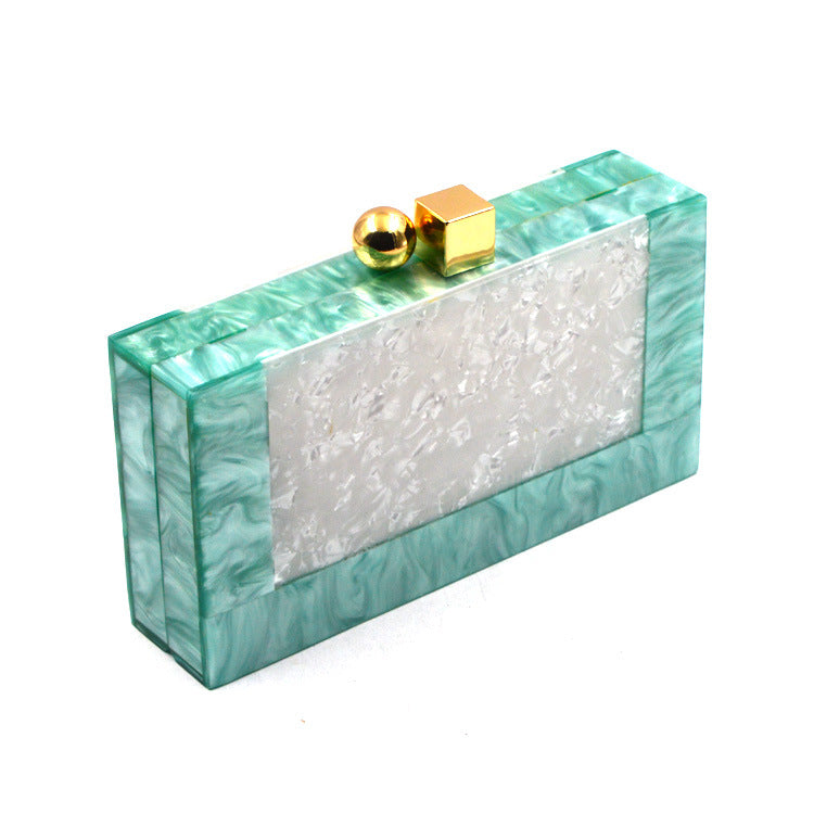 Shell Acrylic Stitching Dinner Chain Clutch