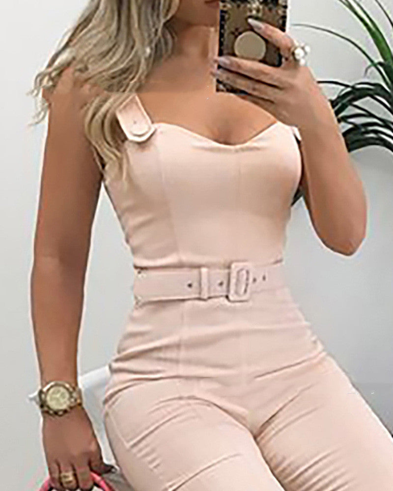 Sling V-neck One-piece with Belt