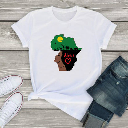 Melanin African Map T Shirt-African Girl