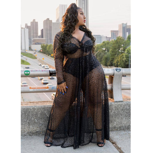 Fashionable Mesh Transparent Sexy Long Dress