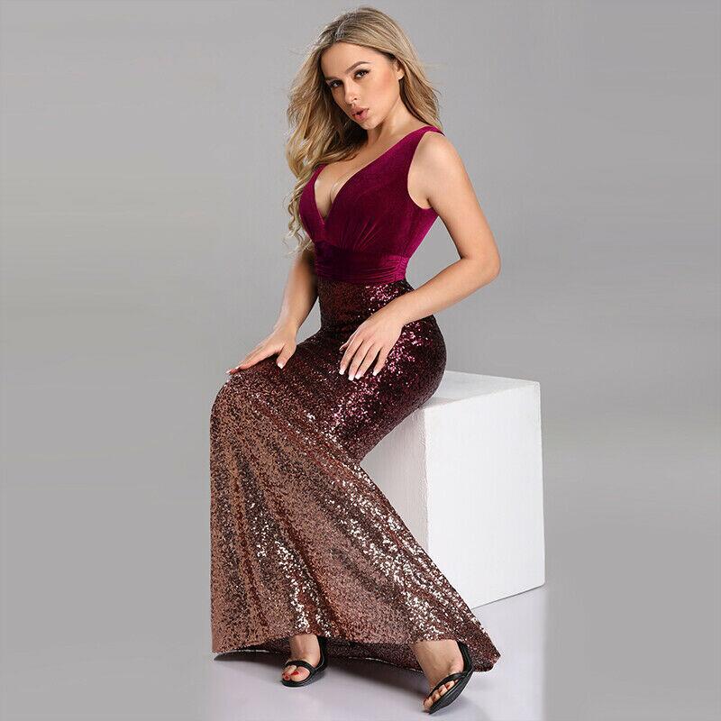 Sexy V-neck Sequin Evening Dress