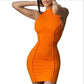 Round Neck Solid Color Slim Fit Hip Dress