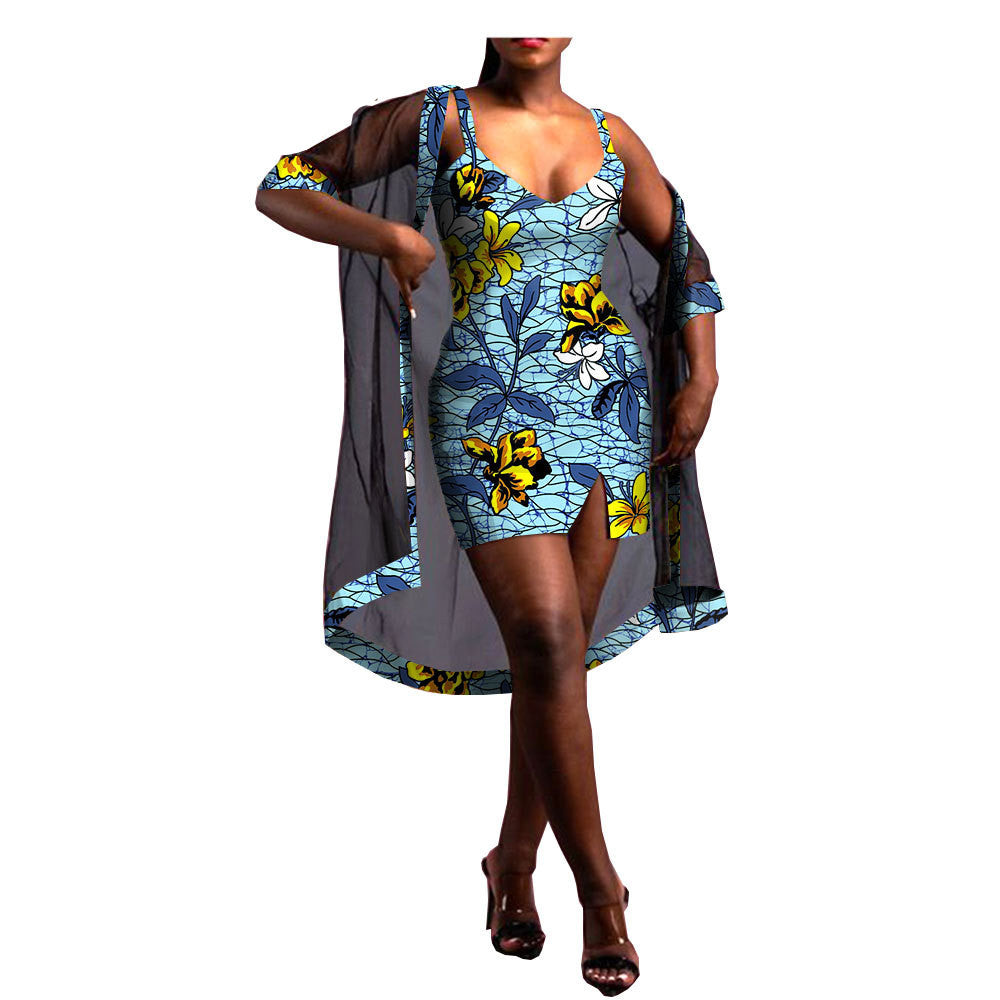 Two-Piece African Batik Printed Dress