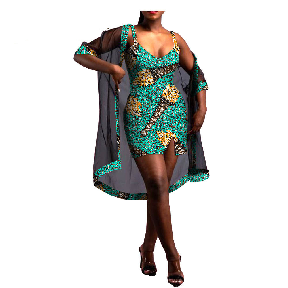 Two-Piece African Batik Printed Dress