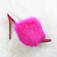 Fur High Heel Sandals  Slippers