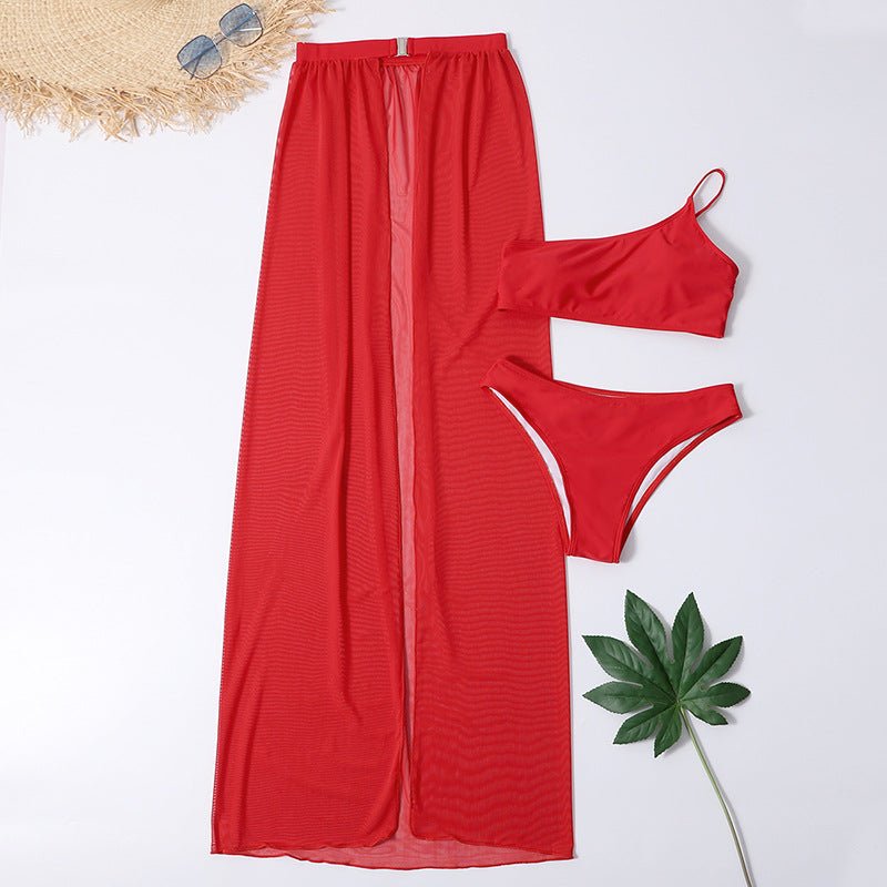 New Three-piece Solid Color Swimsuit