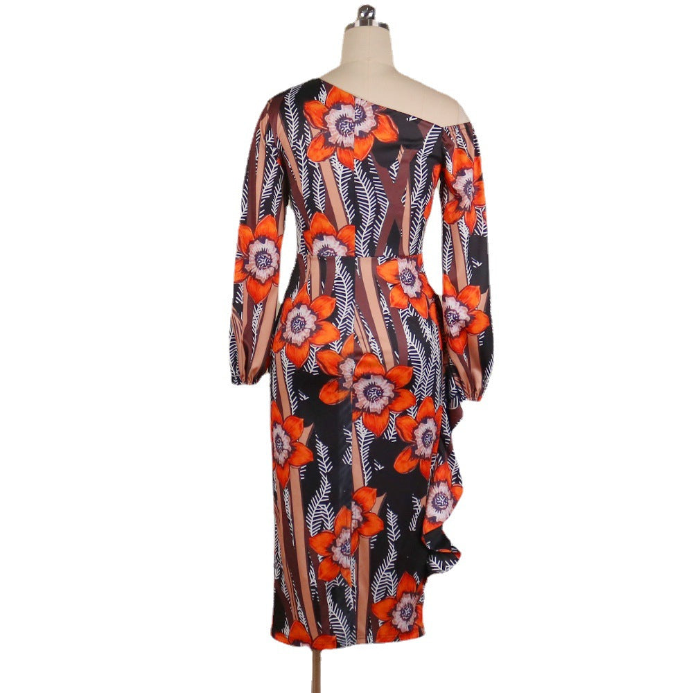 Lantern Sleeves Printed Dress