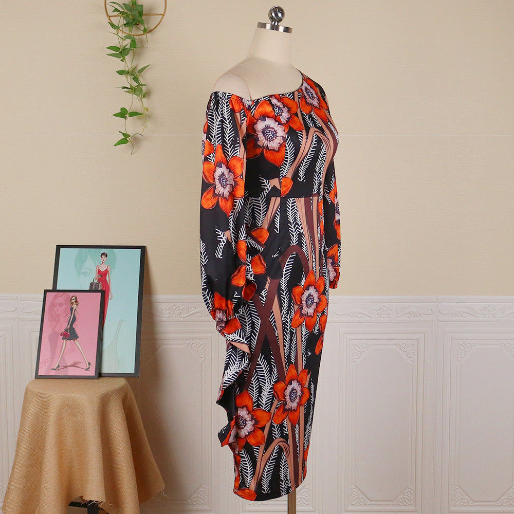 Lantern Sleeves Printed Dress