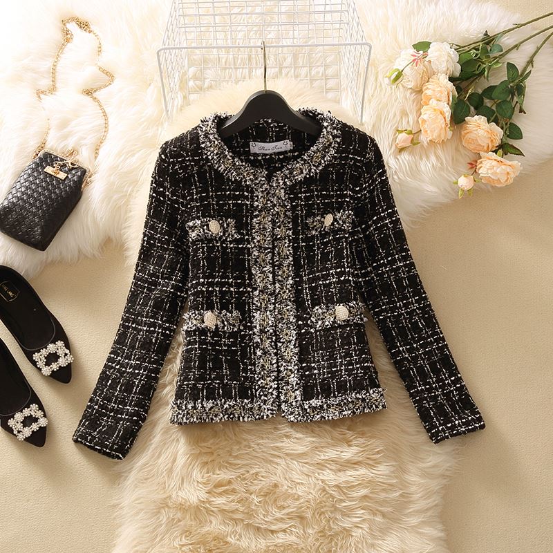 Celebrity Long Sleeve Tweed Slim Fitting Jacket