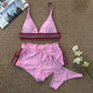 Bikini Three-Piece Solid Color Swimsuit Split Swimsuit