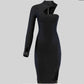 Long Sleeve Beaded Single Sleeve Bandage Dress