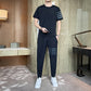 Ice silk short-sleeved t-shirt suit men