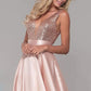 Sequined Rose Gold Formal Evening Dress