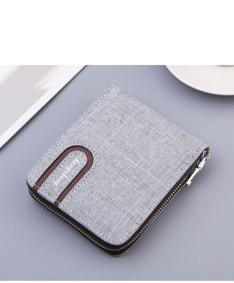 Men Zipper Canvas Multi-Card Slot Wallet