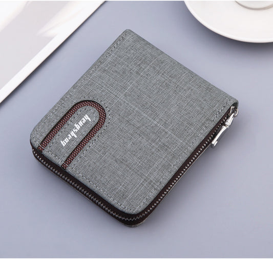 Men Zipper Canvas Multi-Card Slot Wallet