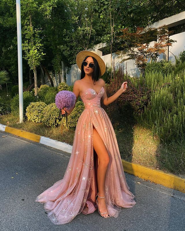 Sexy Bronzing Wrapped Chest Slit Dress