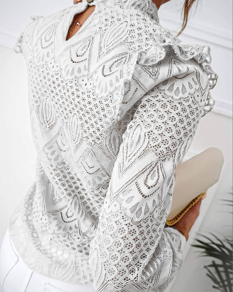 Fashionable and sexy lace pleated stitching long sleeve