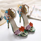 Serpentine flower super high heel sandals