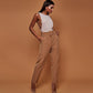 High Waist Belted Straight Suit Pants